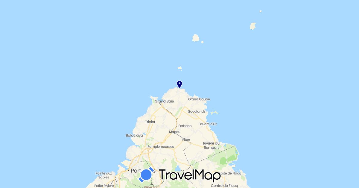 TravelMap itinerary: driving in Mauritius (Africa)